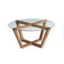 Hanah Home Mesa de Centro Lotus con Cristal Templado y Madera